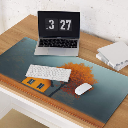 Autumn Calm Landscape Orange House and Tree large non-slip gaming mouse pad