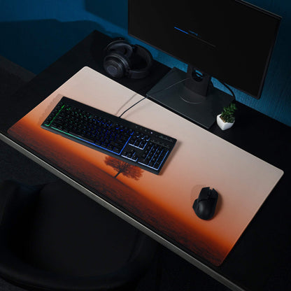 Sunset tree landscape large gaming mouse pad with non-slip base