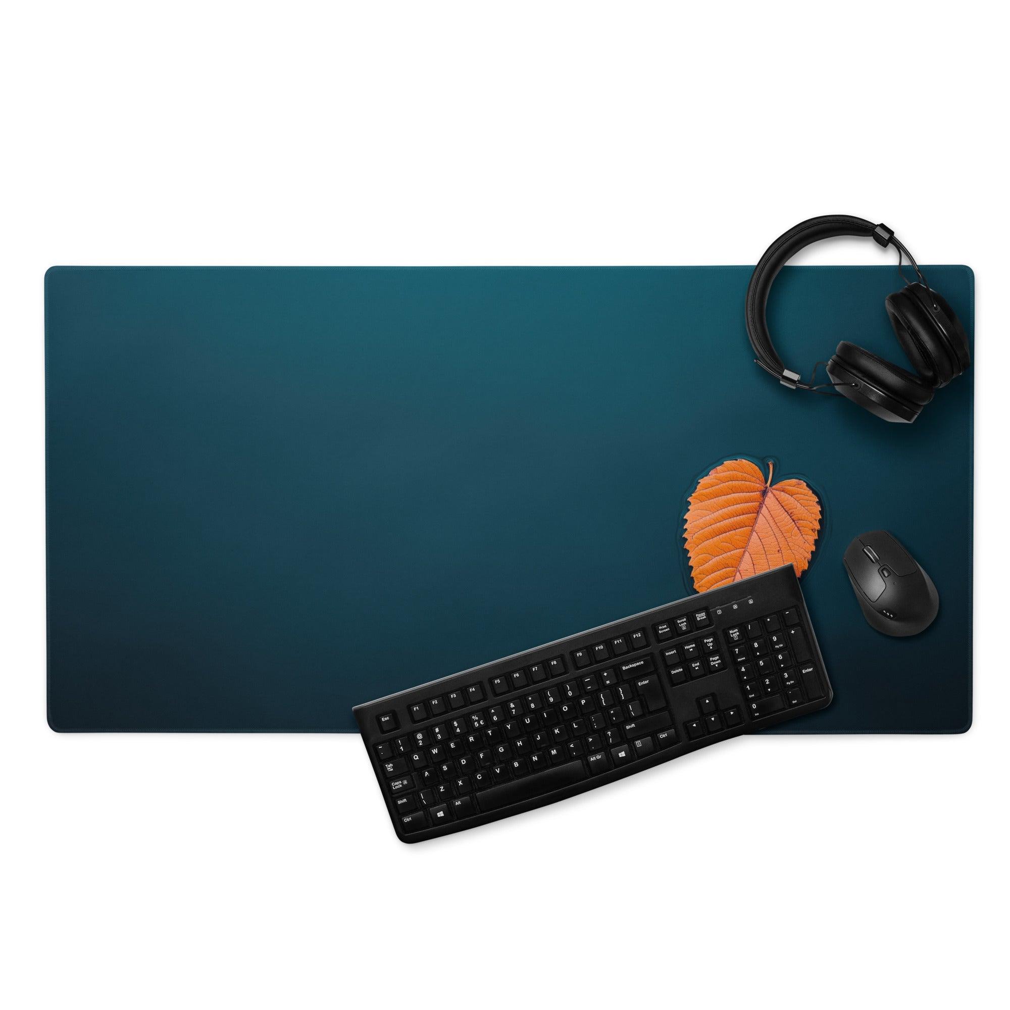 Professional large teal gaming mouse pad with non-slip base and edge stitching