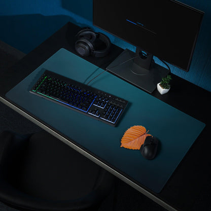 Professional large deep ocean blue gaming mouse pad with keyboard and mouse
