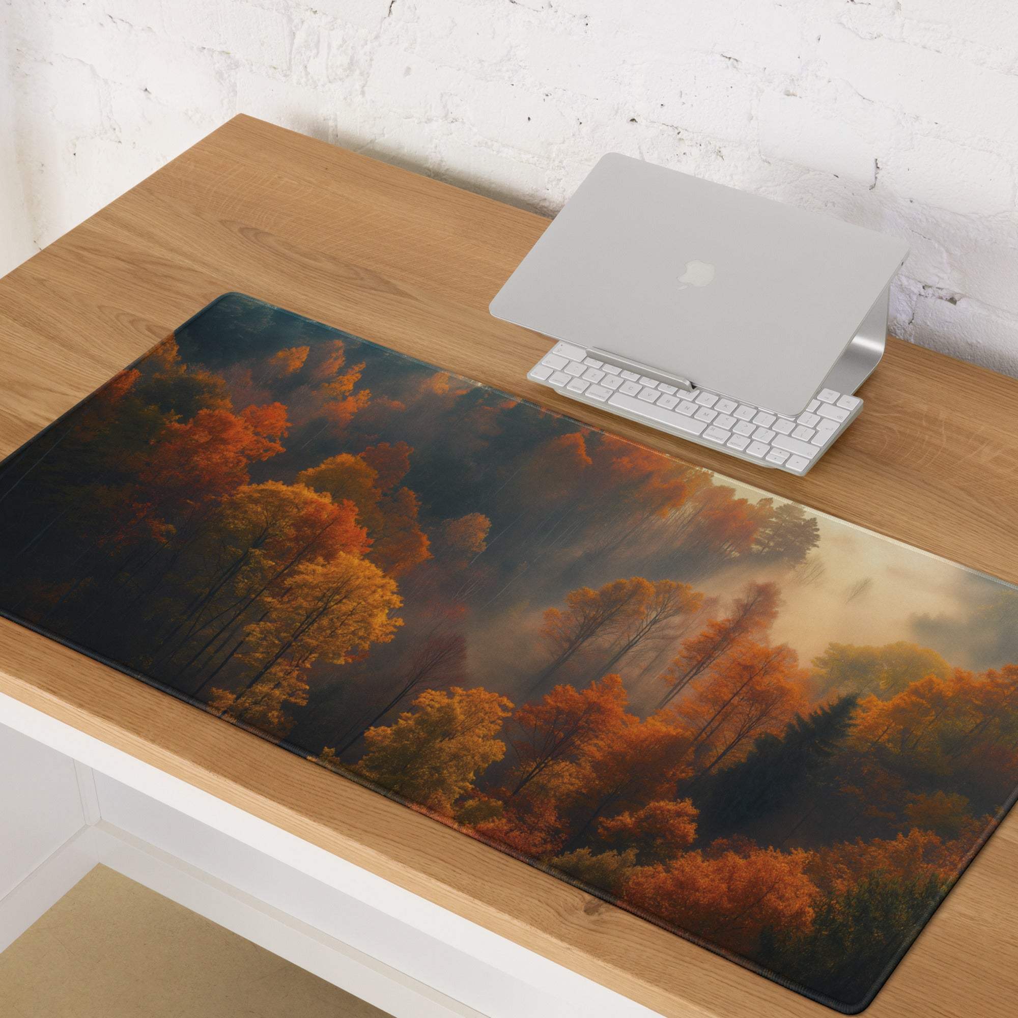 Premium Autumn Forest large gaming mouse pad with non-slip base