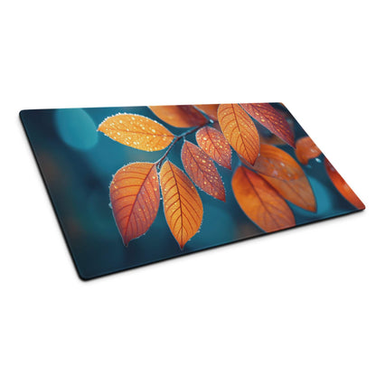 Autumn Leaves gaming mouse pad with vibrant leaf design and dewdrops