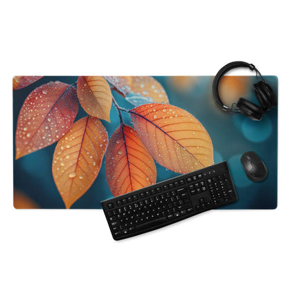Autumn Leaves Mood gaming mouse pad with vibrant leaf design and non-slip base