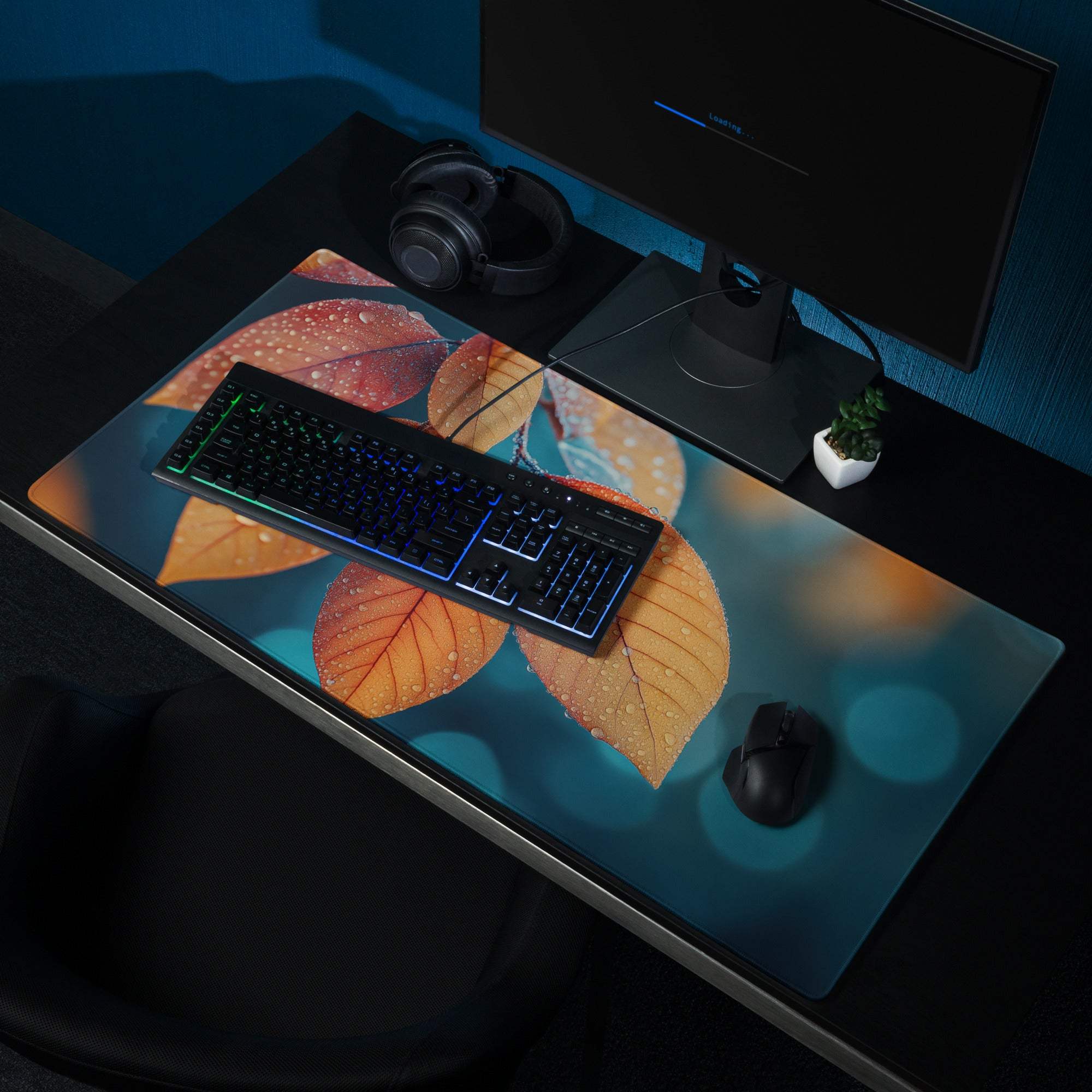 Autumn Leaves Mood gaming mouse pad with vibrant leaf design and non-slip base