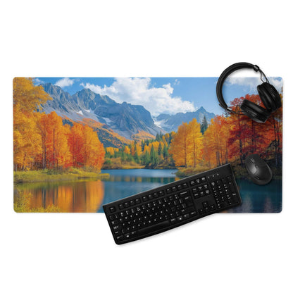Autumn mountain landscape large gaming mouse pad with non-slip base