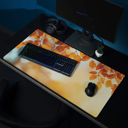 Autumn leaves orange sunset gaming mouse pad, large non-slip stitched desk mat