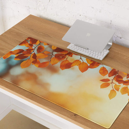 Autumn leaves orange sunset gaming mouse pad large non-slip desk mat