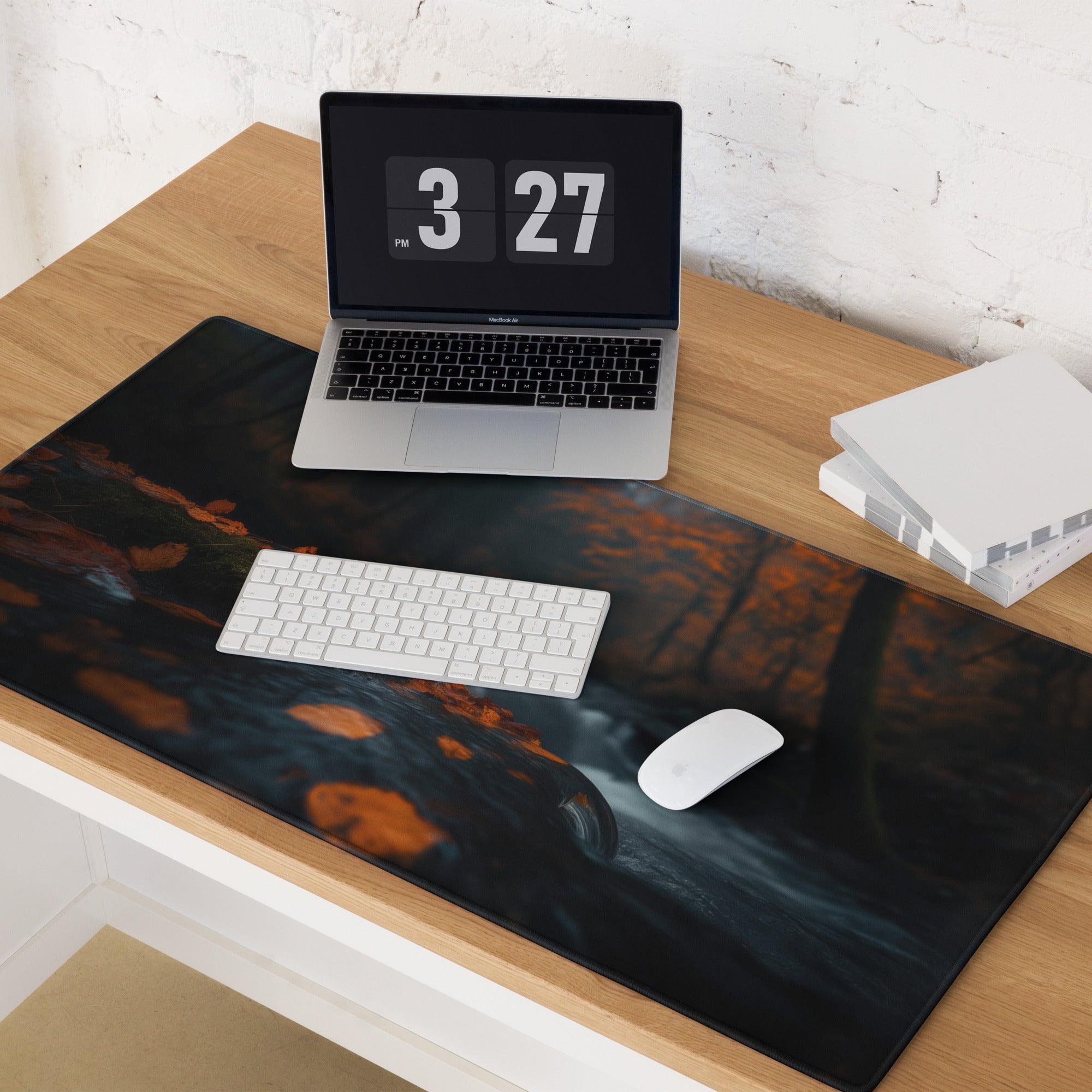 Black orange moody forest night gaming mouse pad glossy finish