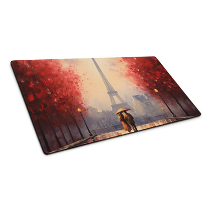 Large autumn red Paris cityscape gaming mouse pad with Eiffel Tower scene