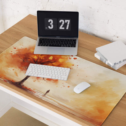 Artistic autumn tree watercolor gaming mouse pad with non-slip backing