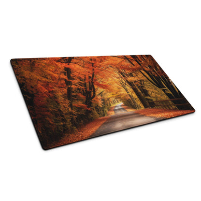 Autumn forest rectangular cutting board mouse pad with orange leaves road
