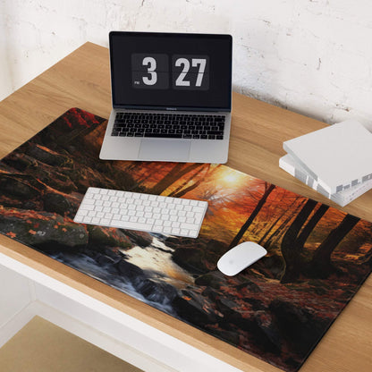 Autumn Forest Landscape large gaming mouse pad with non-slip base