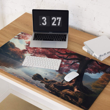 Autumn Forest large gaming mouse pad with tree reflection print