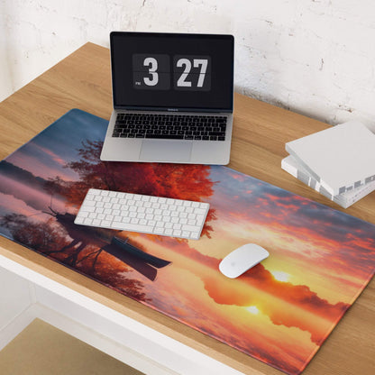 Tranquil Autumn Landscape Sunset Glow large gaming mouse pad