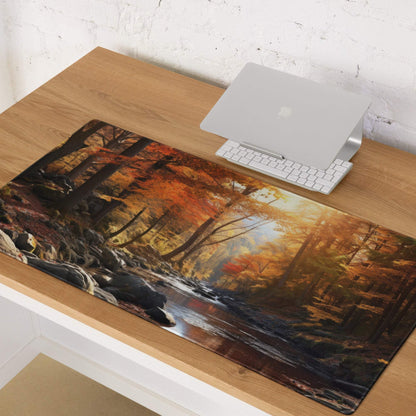 Autumn Forest Scene large gaming mouse pad with non-slip base