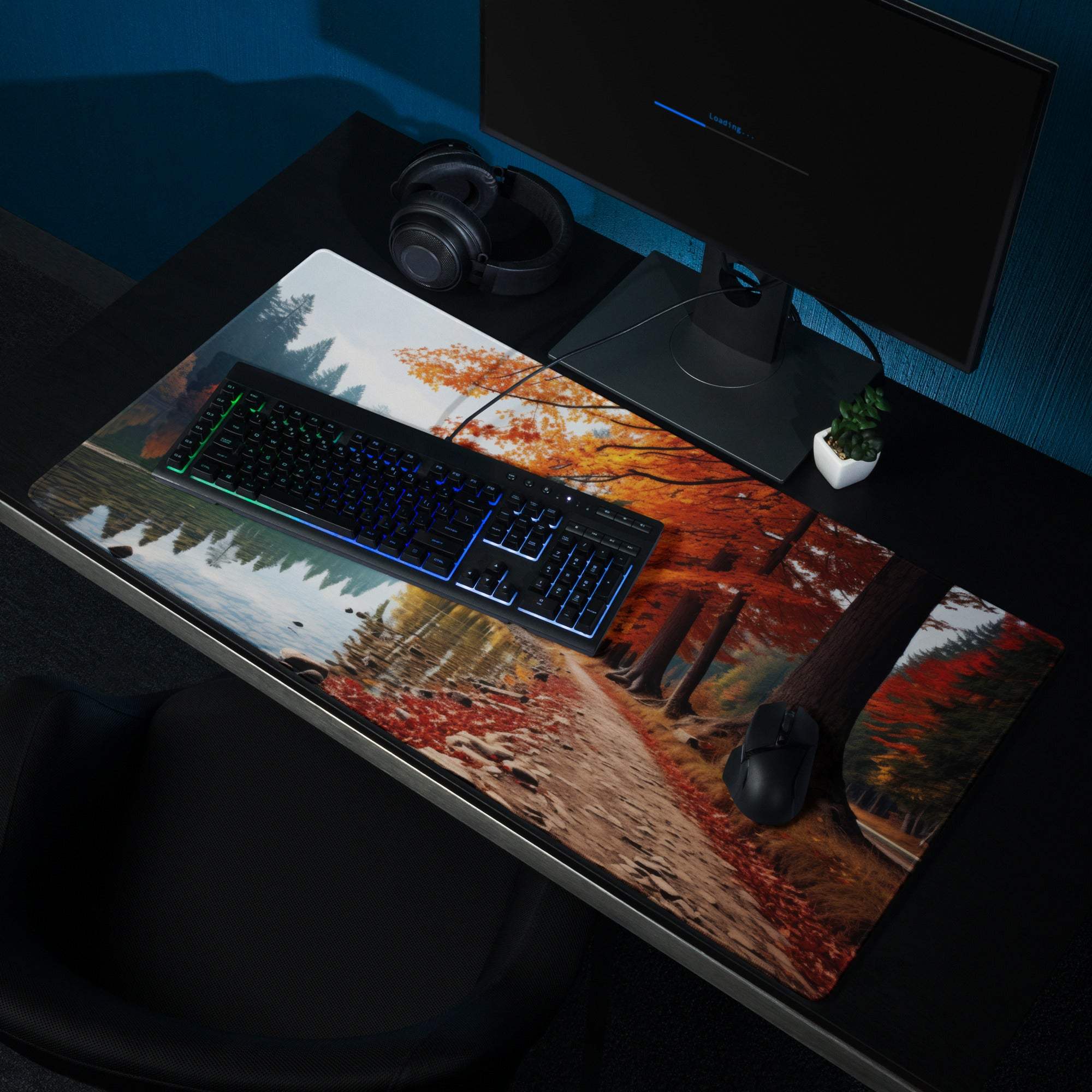 Autumn forest landscape large glossy non-slip gaming mouse pad