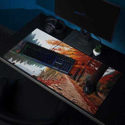 Autumn forest landscape large glossy non-slip gaming mouse pad