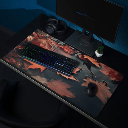 Large autumn leaves gaming mouse pad with non-slip base and stitched edges
