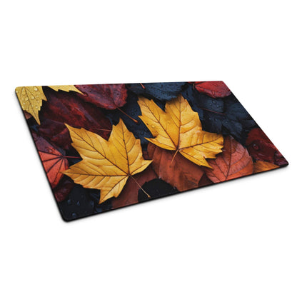 Vibrant autumn leaves gaming mouse pad with golden red brown maple design