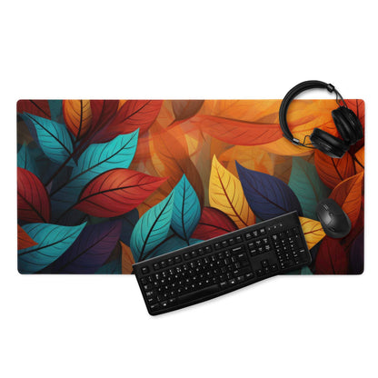 Vibrant autumn leaves gaming mouse pad with colorful leaf pattern and non-slip base