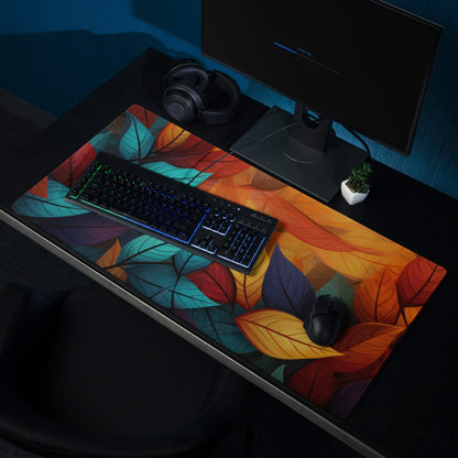 Vibrant autumn leaves large gaming mouse pad with non-slip base