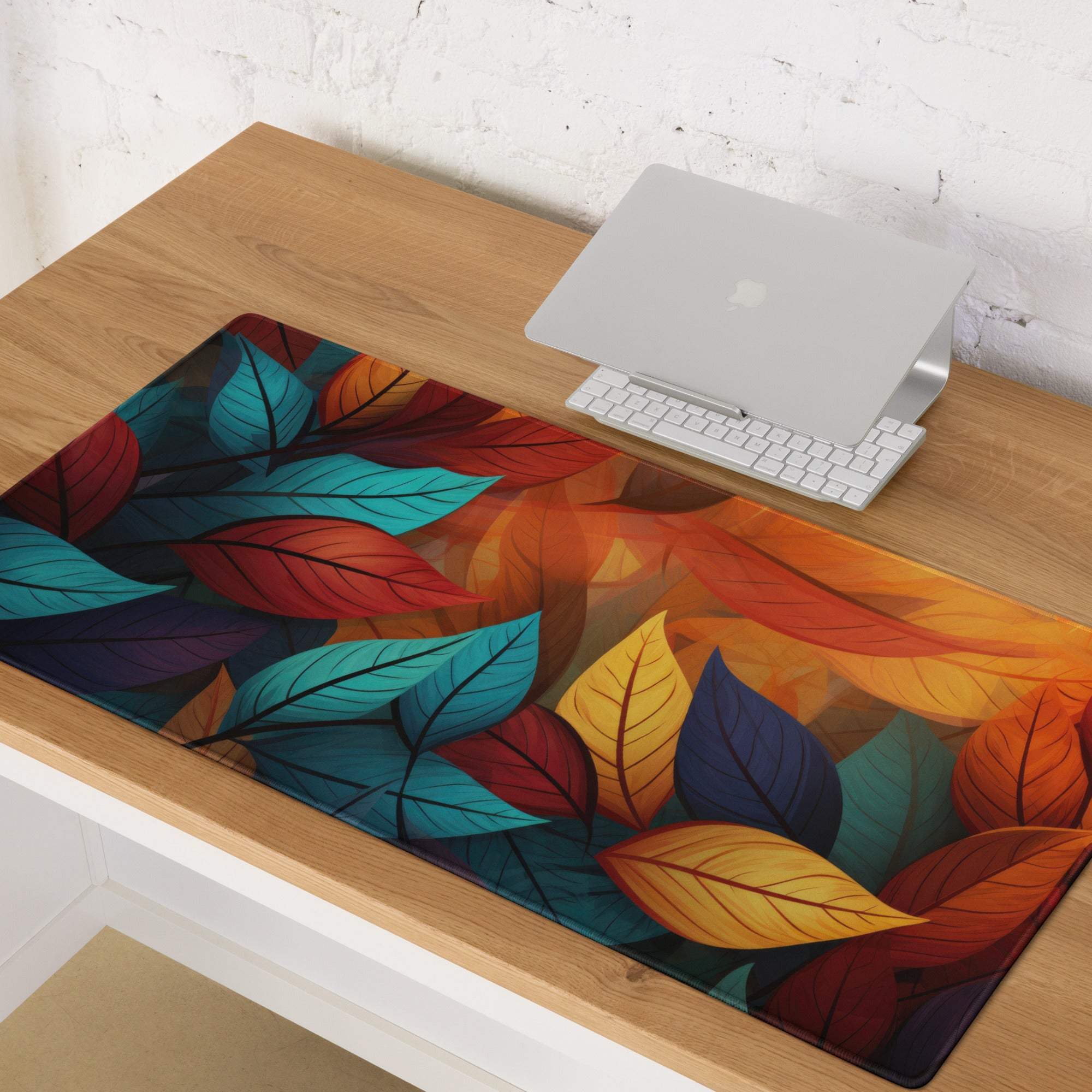 Vibrant autumn leaves gaming mouse pad large size glossy finish