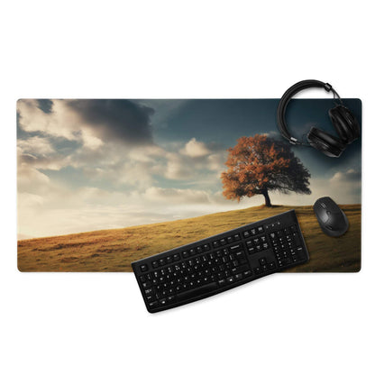 Autumn Landscape Serenity gaming mouse pad with scenic tree and dramatic sky
