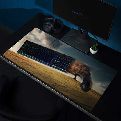Autumn Landscape Serenity gaming mouse pad with amber tree print