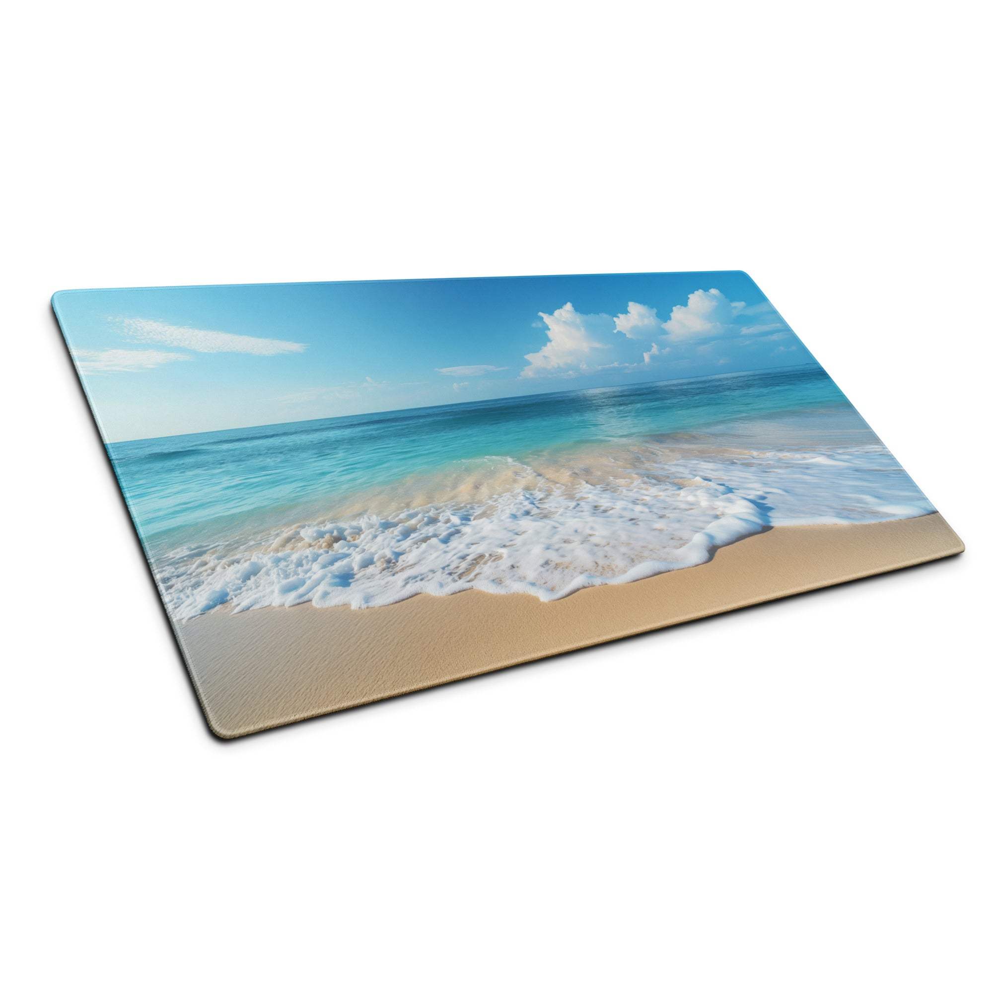 Beach scene on rectangular glass cutting board