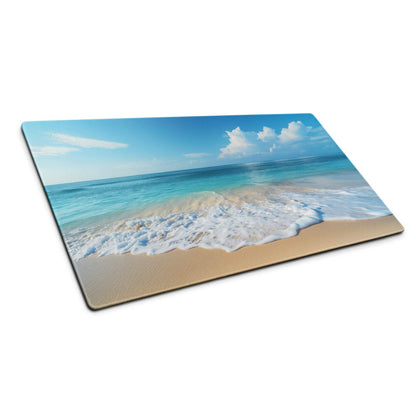 Beach scene on rectangular glass cutting board
