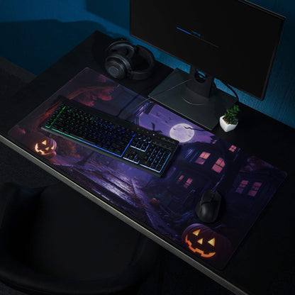 Halloween moonlit night gaming mouse pad with jack-o-lanterns