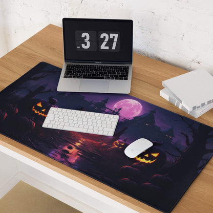 Halloween pumpkin night scene purple moonlight gaming mouse pad