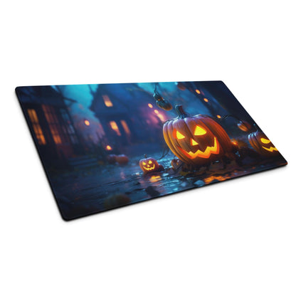 Halloween pumpkin orange glow night scene large gaming mouse pad