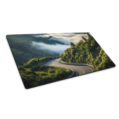 Nature scenic mountain road glass cutting board with green hills