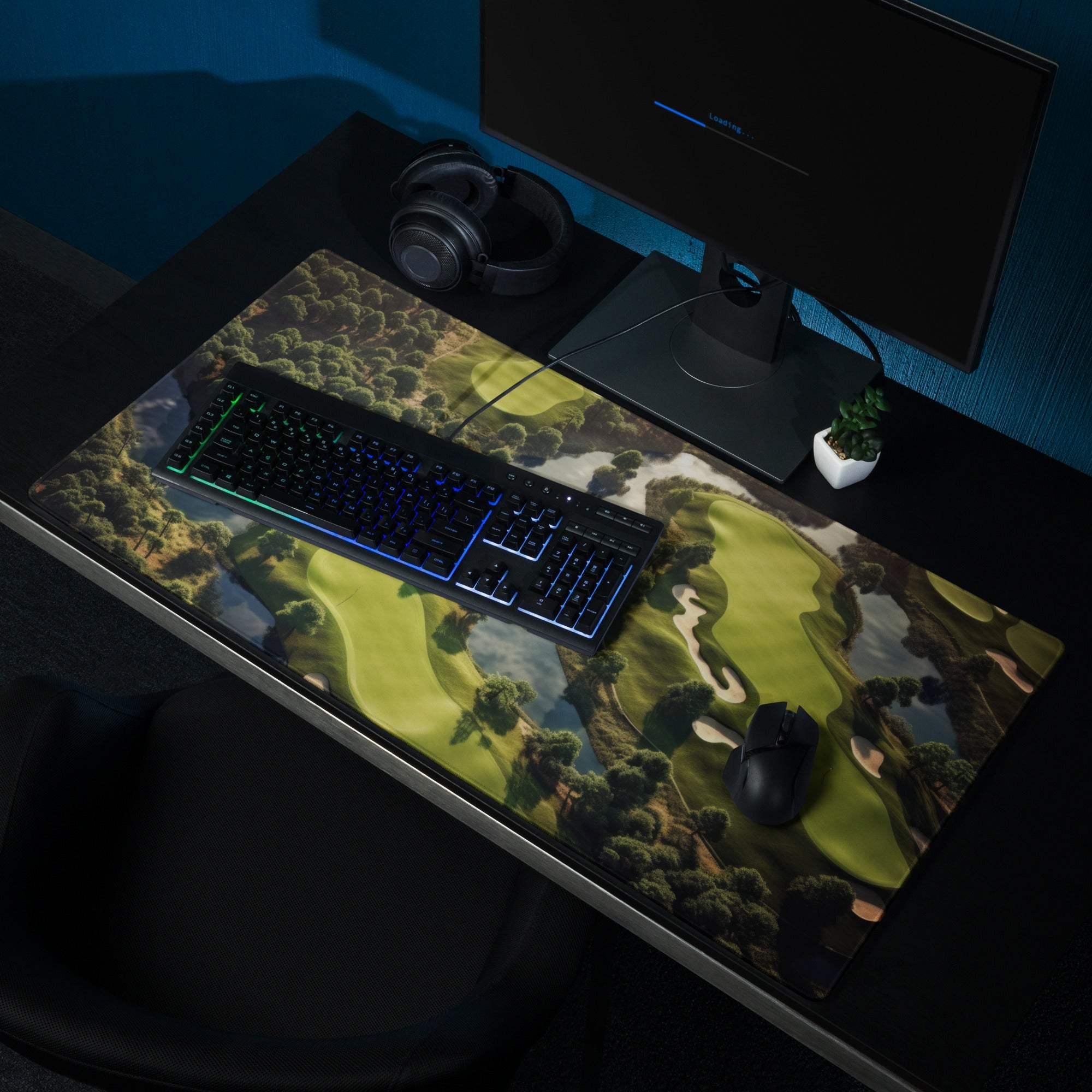 Nature-inspired golf course aerial view gaming mouse pad with non-slip base