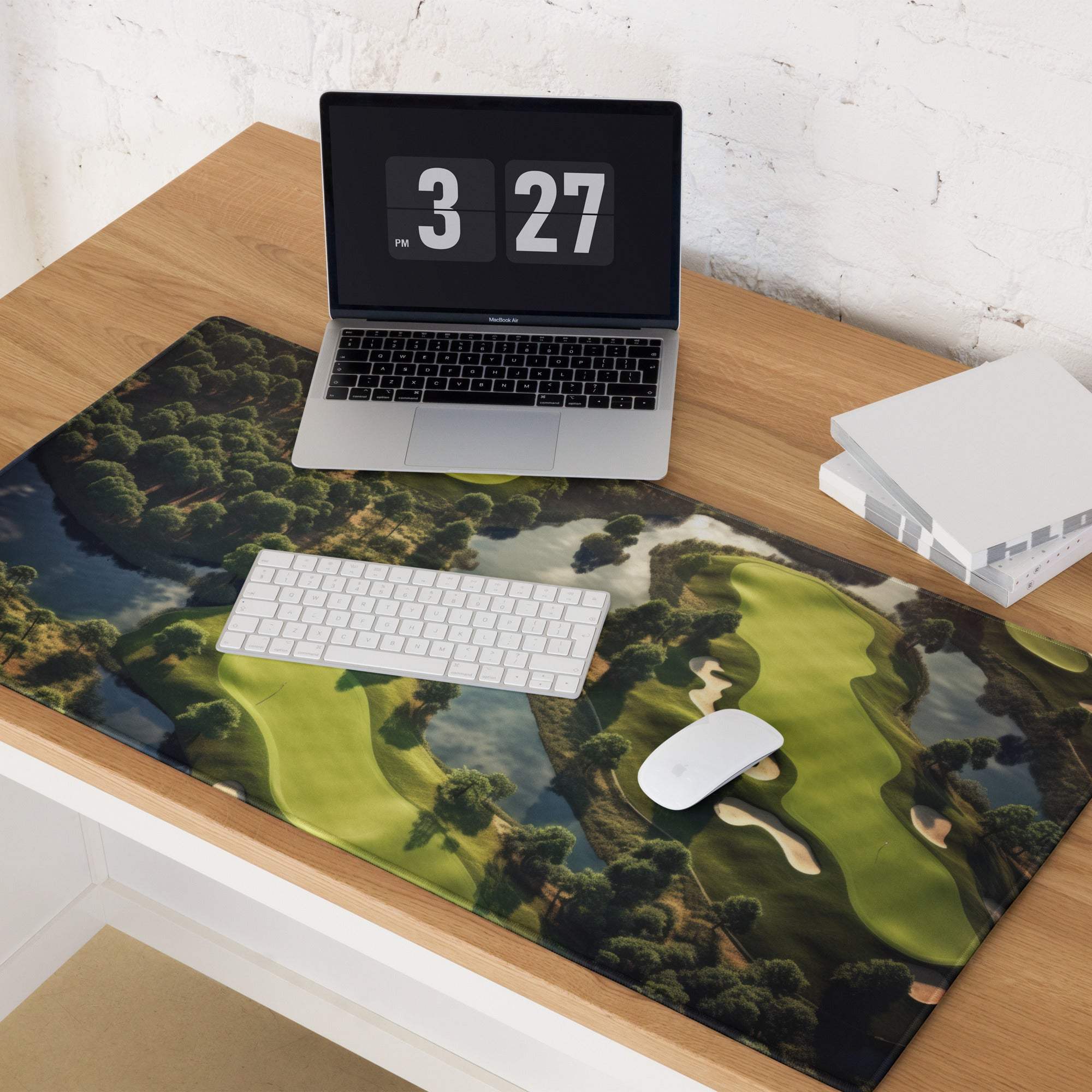 Nature-inspired golf course aerial view gaming mouse pad with non-slip base