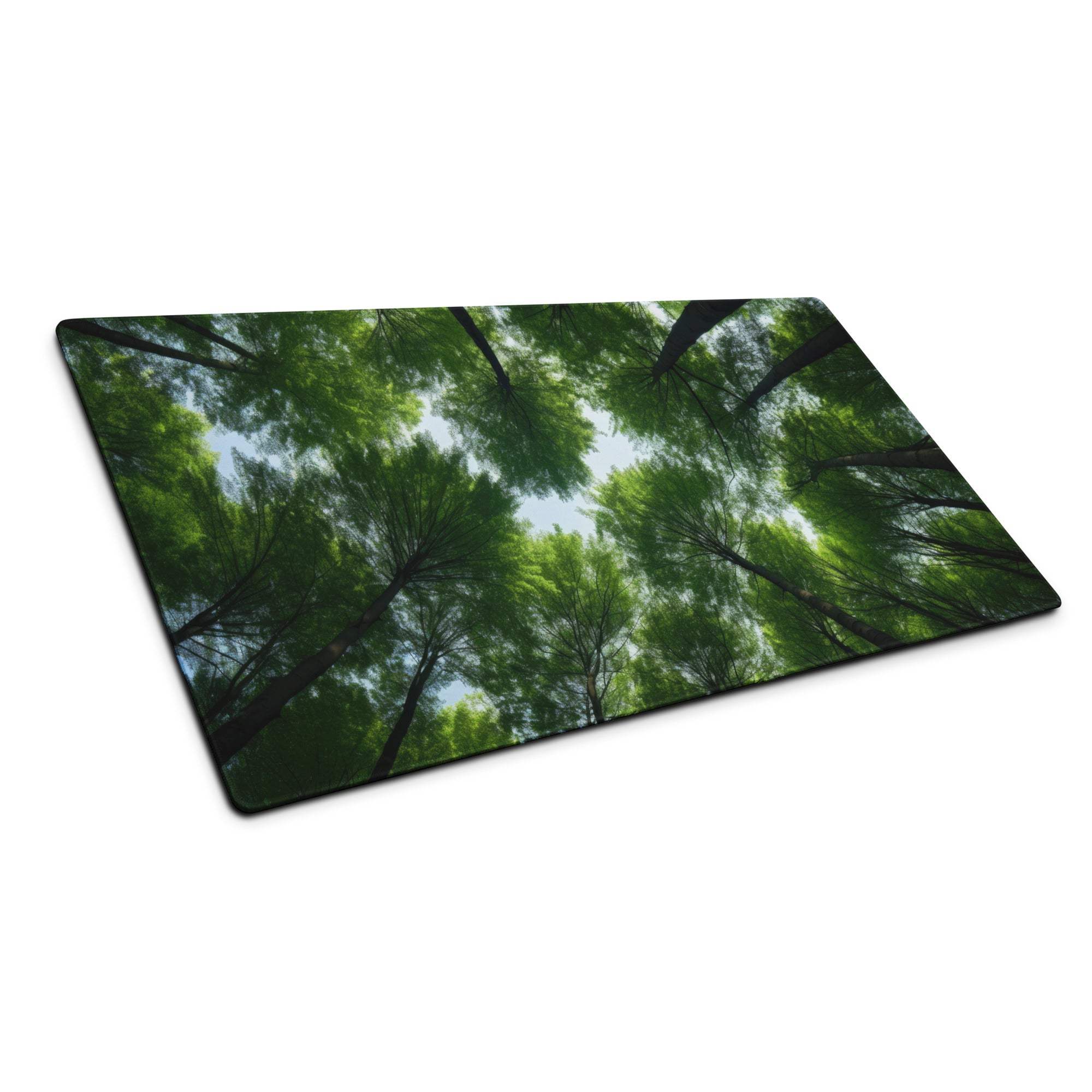 Large forest canopy gaming mouse pad with vibrant trees and blue sky
