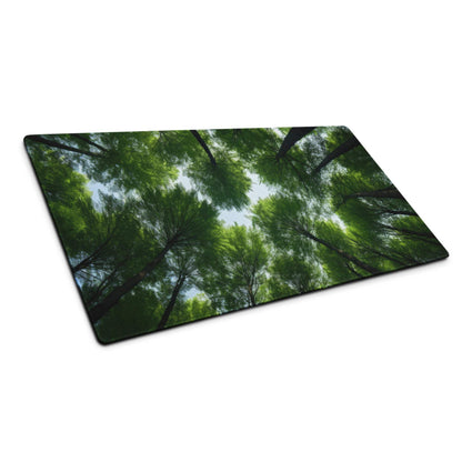 Large forest canopy gaming mouse pad with vibrant trees and blue sky