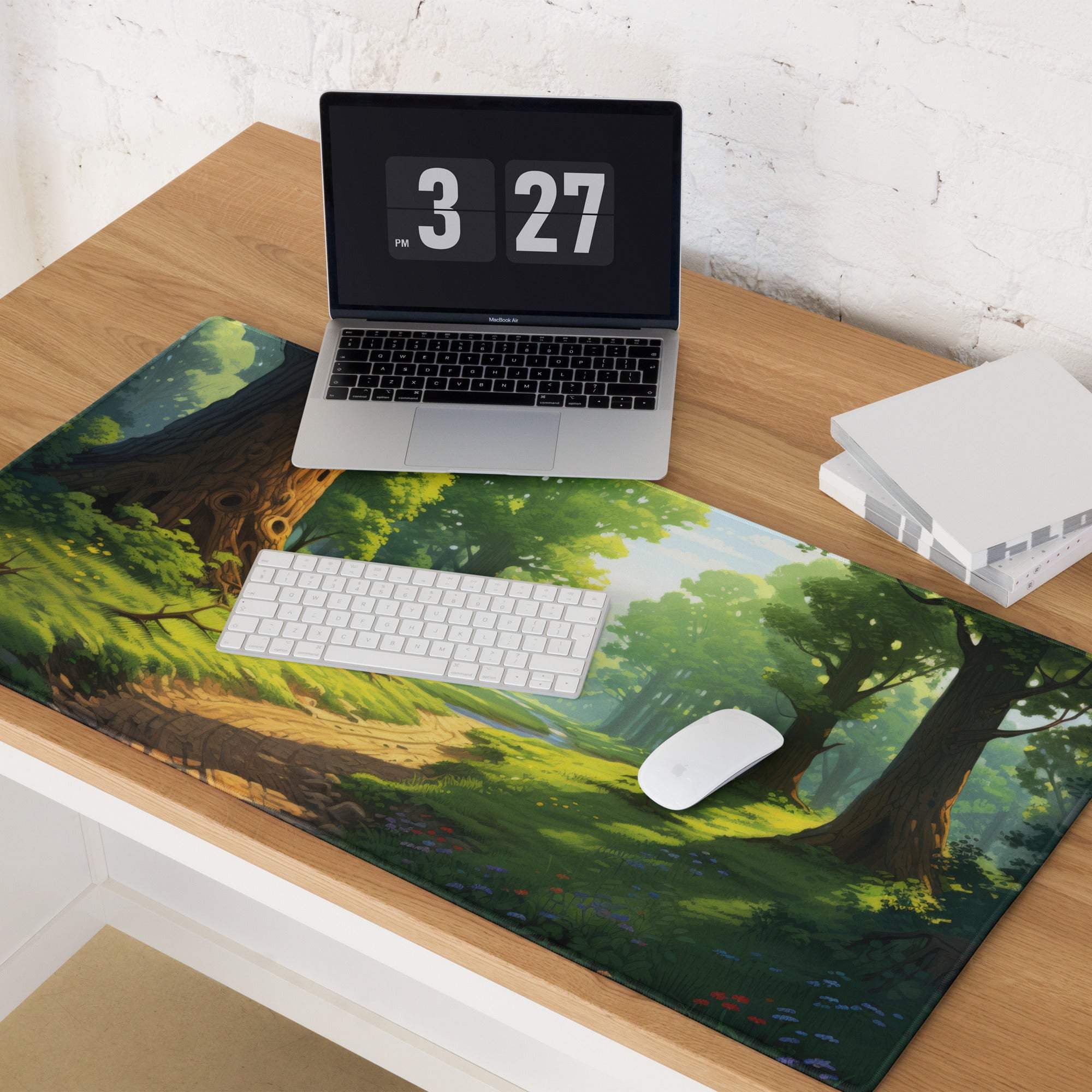 Verdant Forest gaming mouse pad with lush green scene, non-slip surface