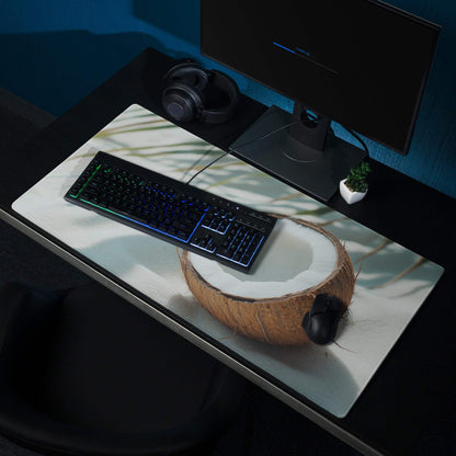 Tropical coconut beach large gaming mouse pad with non-slip base
