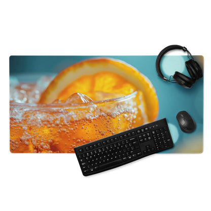 Vibrant orange slice beverage gaming mouse pad with non-slip base