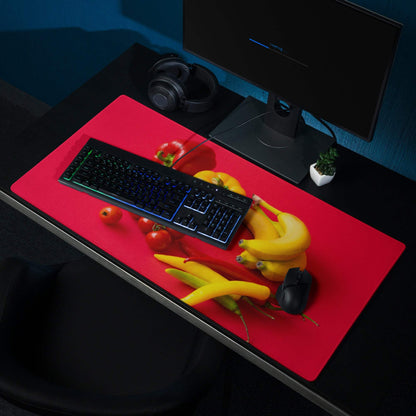 Vibrant fresh produce gaming mouse pad with bananas peppers tomatoes chilies