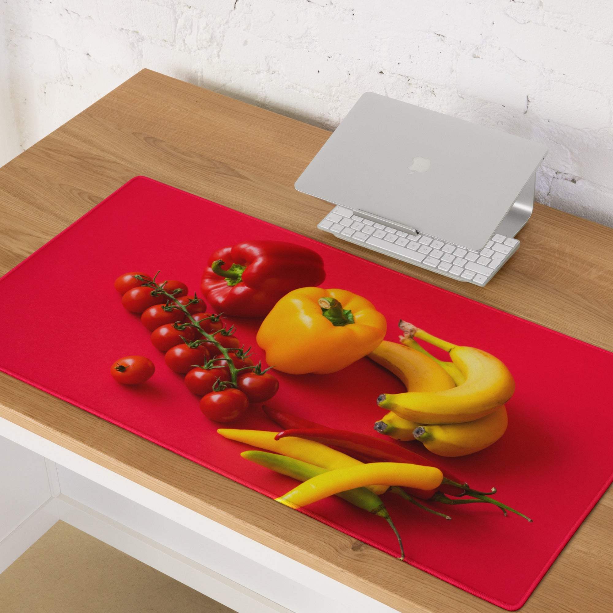 Vibrant fresh produce gaming mouse pad with colorful veggies print