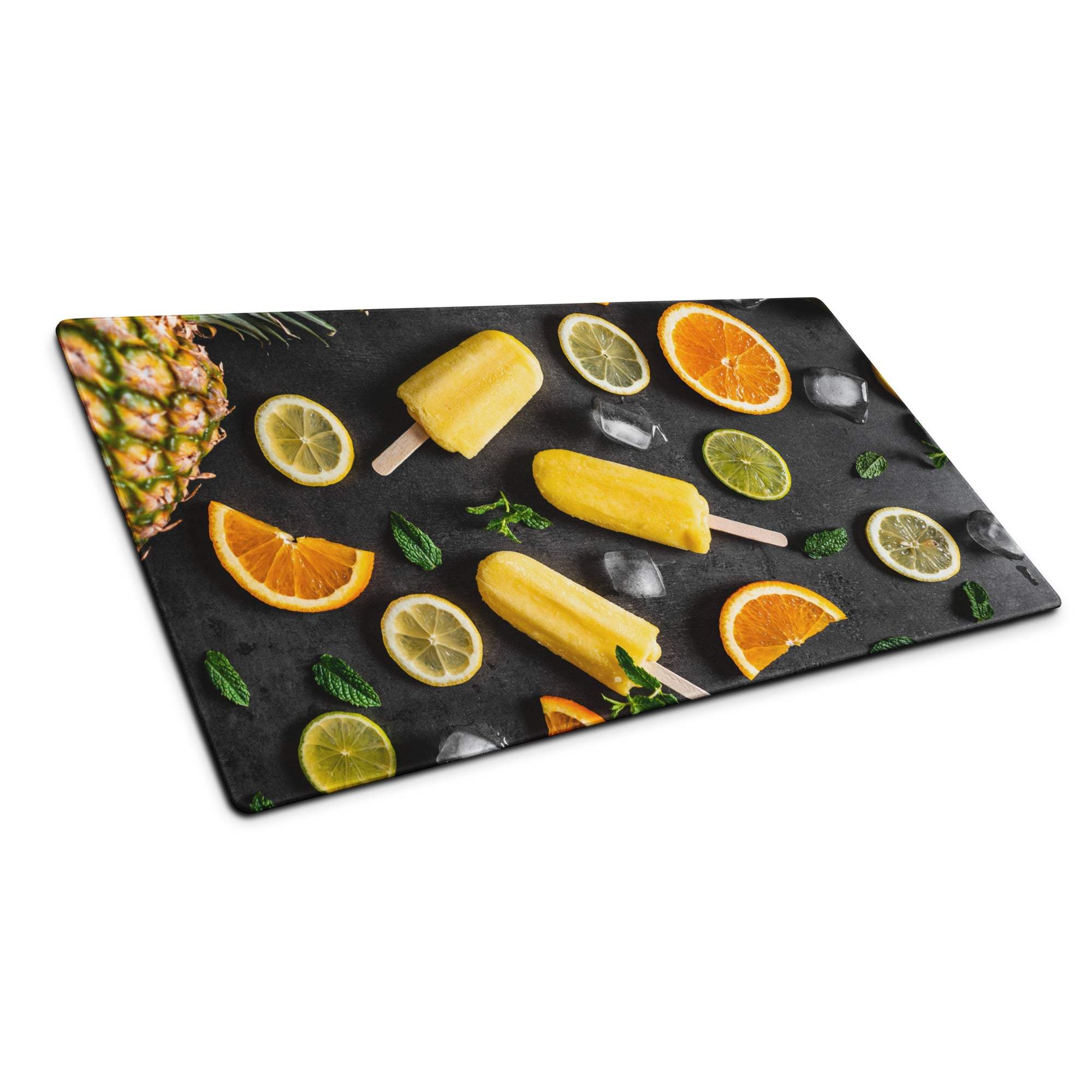 Premium large colorful gaming mouse pad with tropical fruit popsicle design