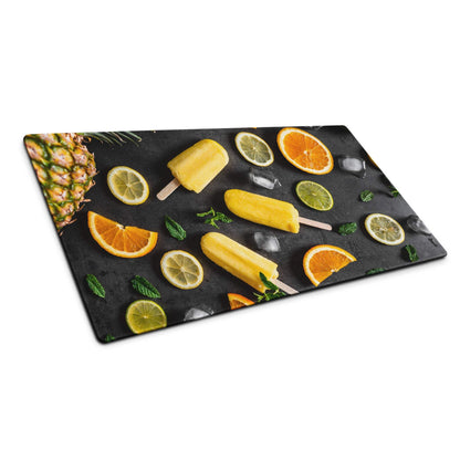 Premium large colorful gaming mouse pad with tropical fruit popsicle design