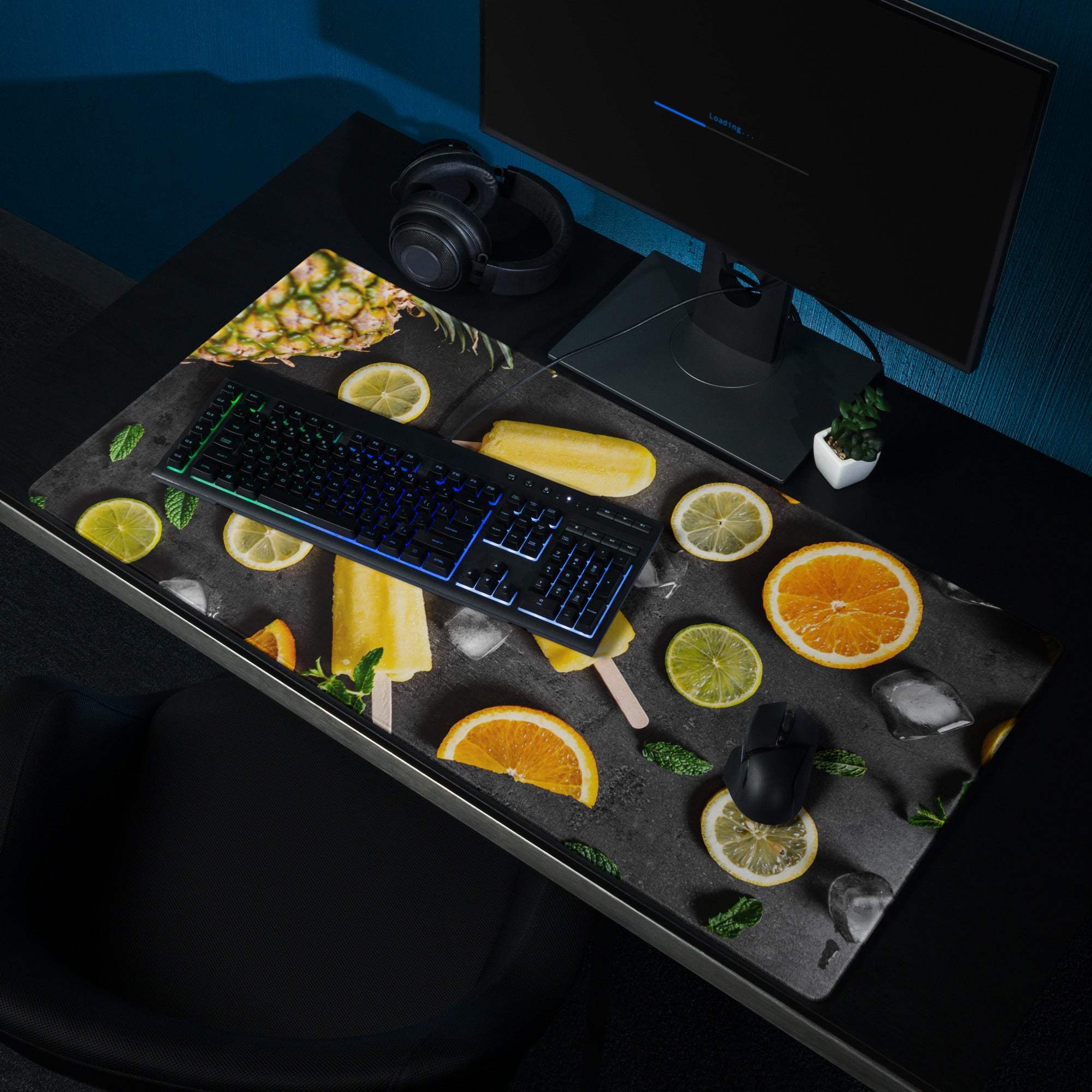 Premium large colorful gaming mouse pad with tropical fruit design for Dota CSGO