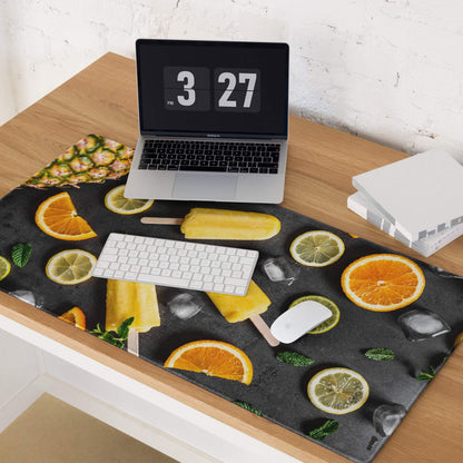 Premium large colorful gaming mouse pad with tropical fruit design