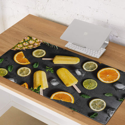 Premium large colorful gaming mouse pad with tropical fruit popsicle design