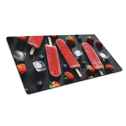 Large gaming mouse pad with strawberry blueberry popsicle design