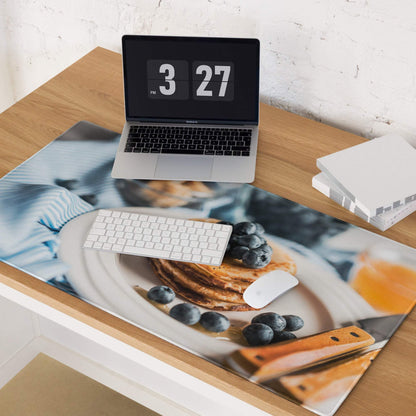 Premium large non-slip blue gaming mouse pad with pancakes print